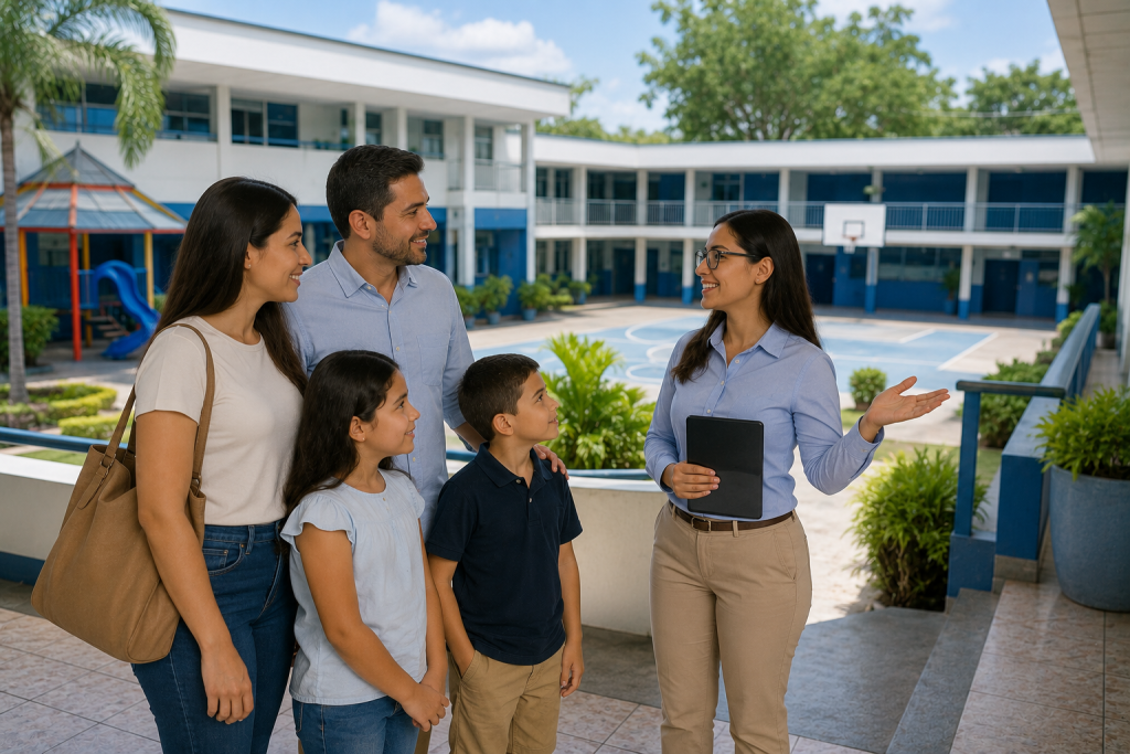 Instalaciones seguras de colegio en Izabal en Morales, Guatemala